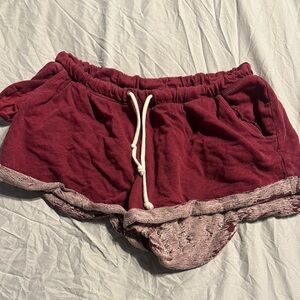 H&M Red Pajama Shorts with Drawstring Waist